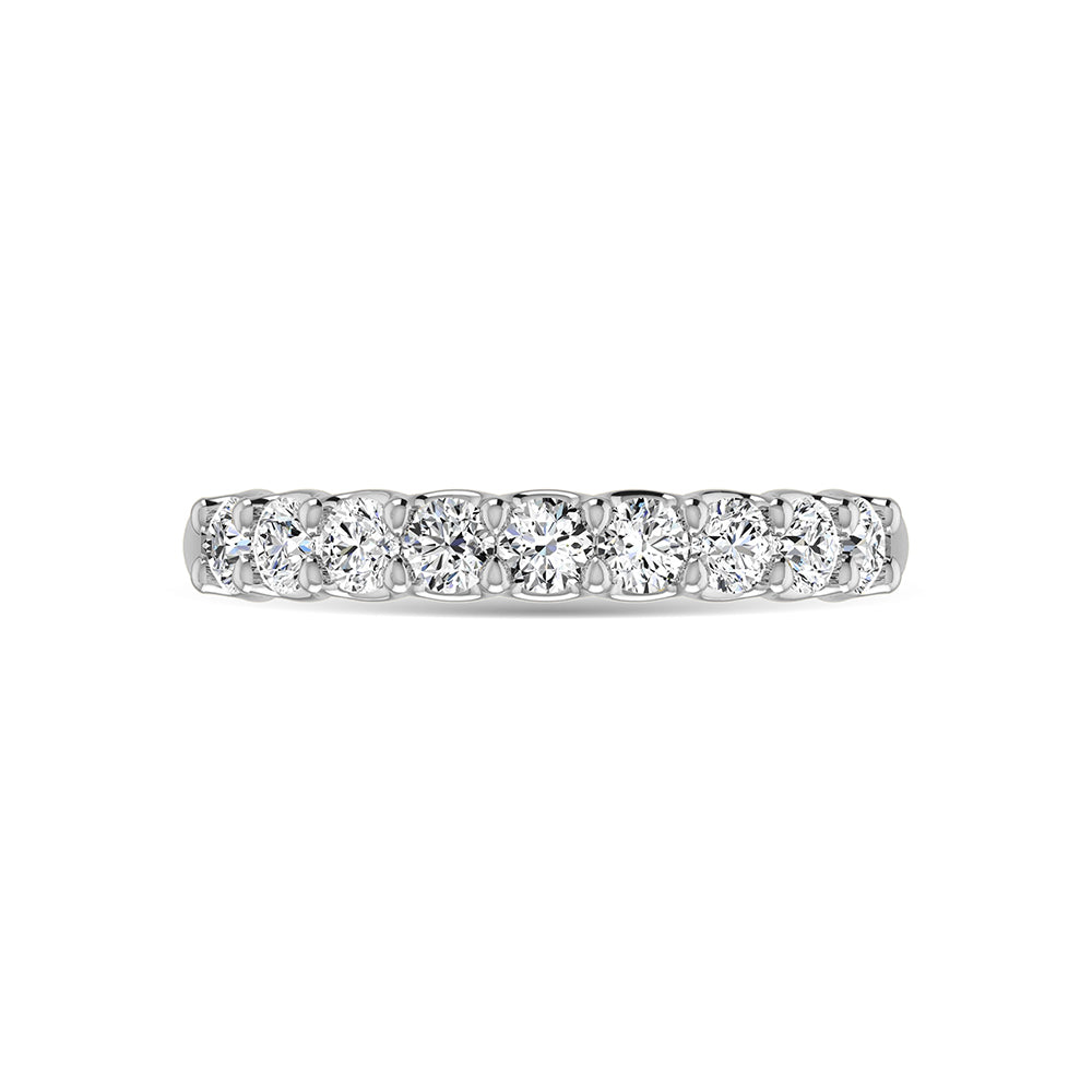14K White Gold Lab Grown Diamond 1 1/3 Ct.Tw. Round Shape Half Way wedding Band (size 6.5)