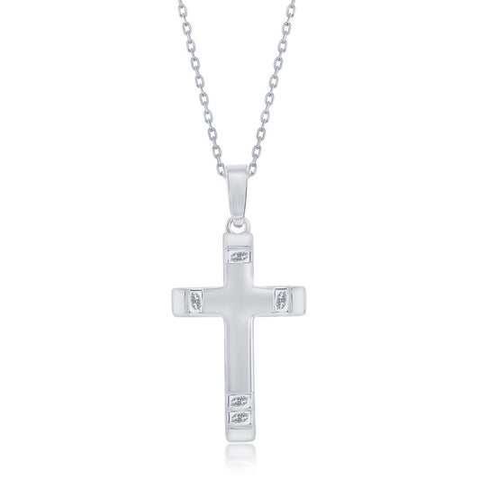 Sterling Silver, Textured Ends Cross Pendant
