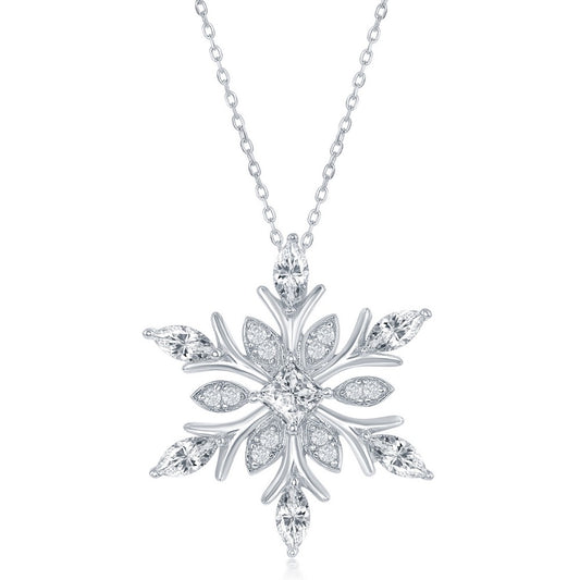Sterling Silver Large CZ Snowflake Pendant