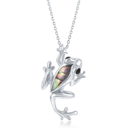 Sterling Silver Abalone Frog Pendant