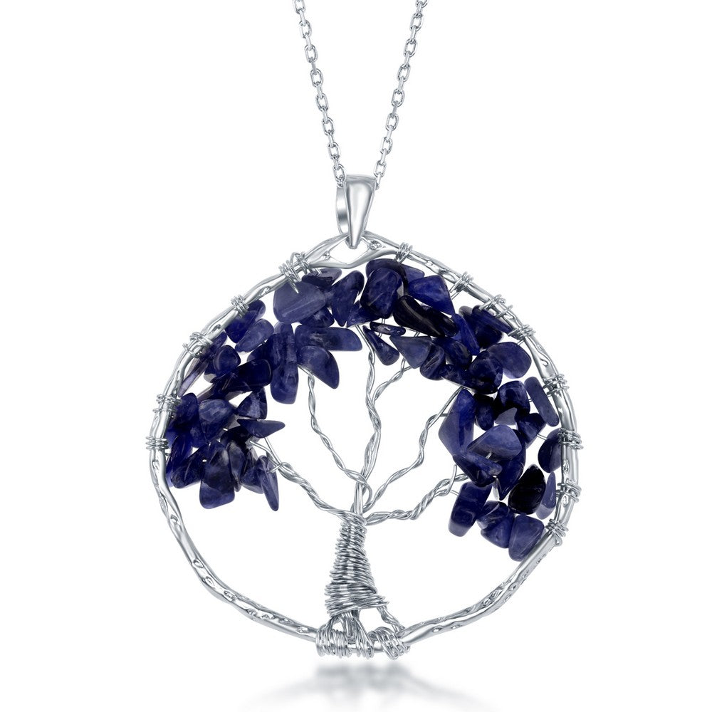 Sterling Silver Sodalite Beads Tree of Life Pendant