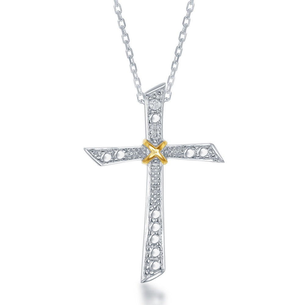 Sterling Silver, Diamond Accent Cross Pendant w/Chain