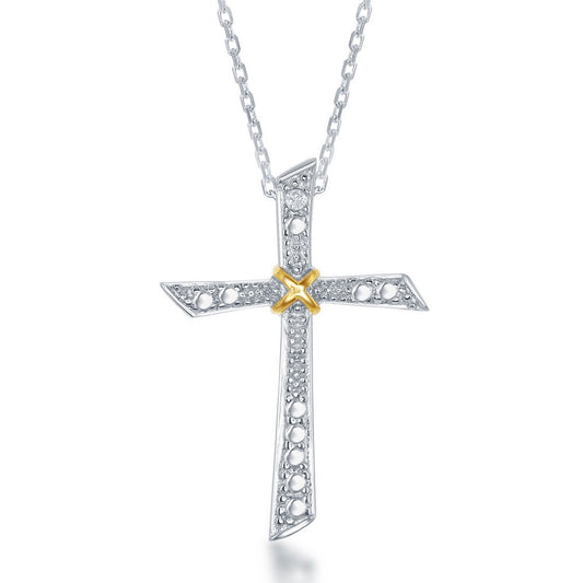 Sterling Silver, Diamond Accent Cross Pendant w/Chain