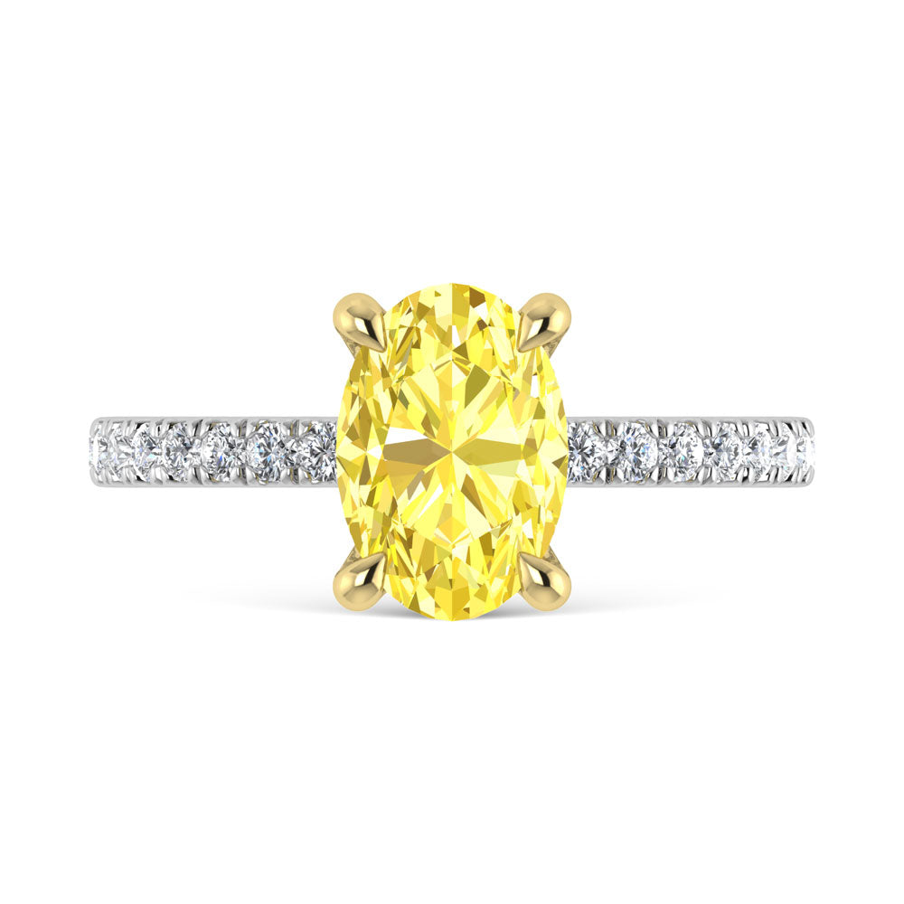 14K White Gold Lab Grown Diamond Oval Yellow 2 3/8 Ct.Tw. Engagement Ring
