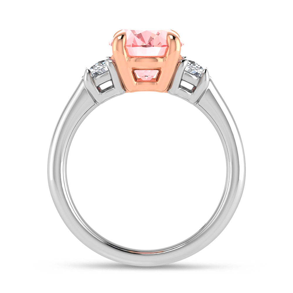 14K Two Tone Gold Lab Grown Diamond 3 1/2 Ct.Tw. Pink Oval Shape Engagement Ring (Center 3ct)