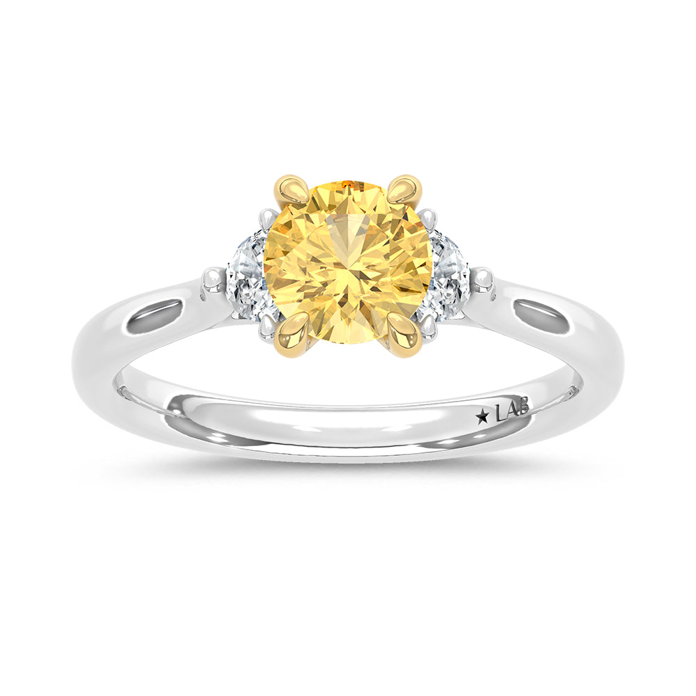 14K Two Tone Gold Lab Grown Yellow Diamond 1 1/6 Ct.Tw. Engagement Ring (Center 1ct)
