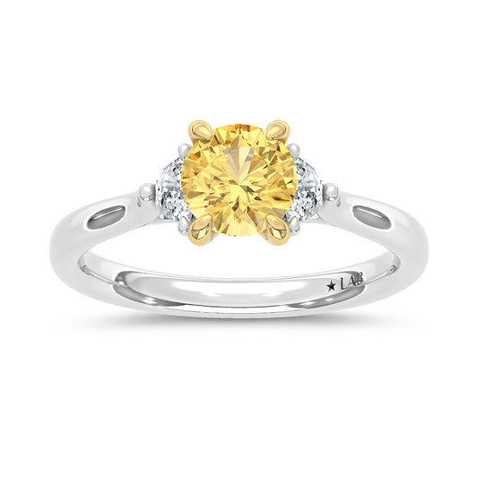14K Two Tone Gold Lab Grown Yellow Diamond 1 1/6 Ct.Tw. Engagement Ring (Center 1ct)