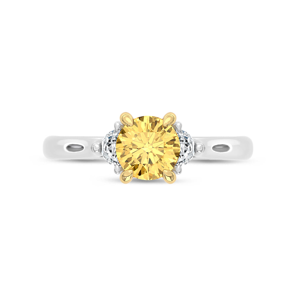 14K Two Tone Gold Lab Grown Yellow Diamond 1 1/6 Ct.Tw. Engagement Ring (Center 1ct)
