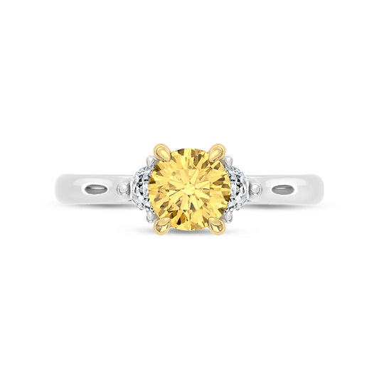 14K Two Tone Gold Lab Grown Yellow Diamond 1 1/6 Ct.Tw. Engagement Ring (Center 1ct)