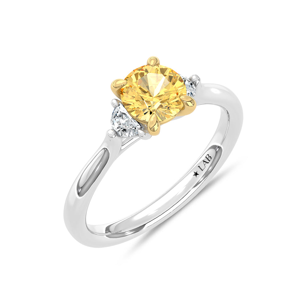14K Two Tone Gold Lab Grown Yellow Diamond 1 1/6 Ct.Tw. Engagement Ring (Center 1ct)