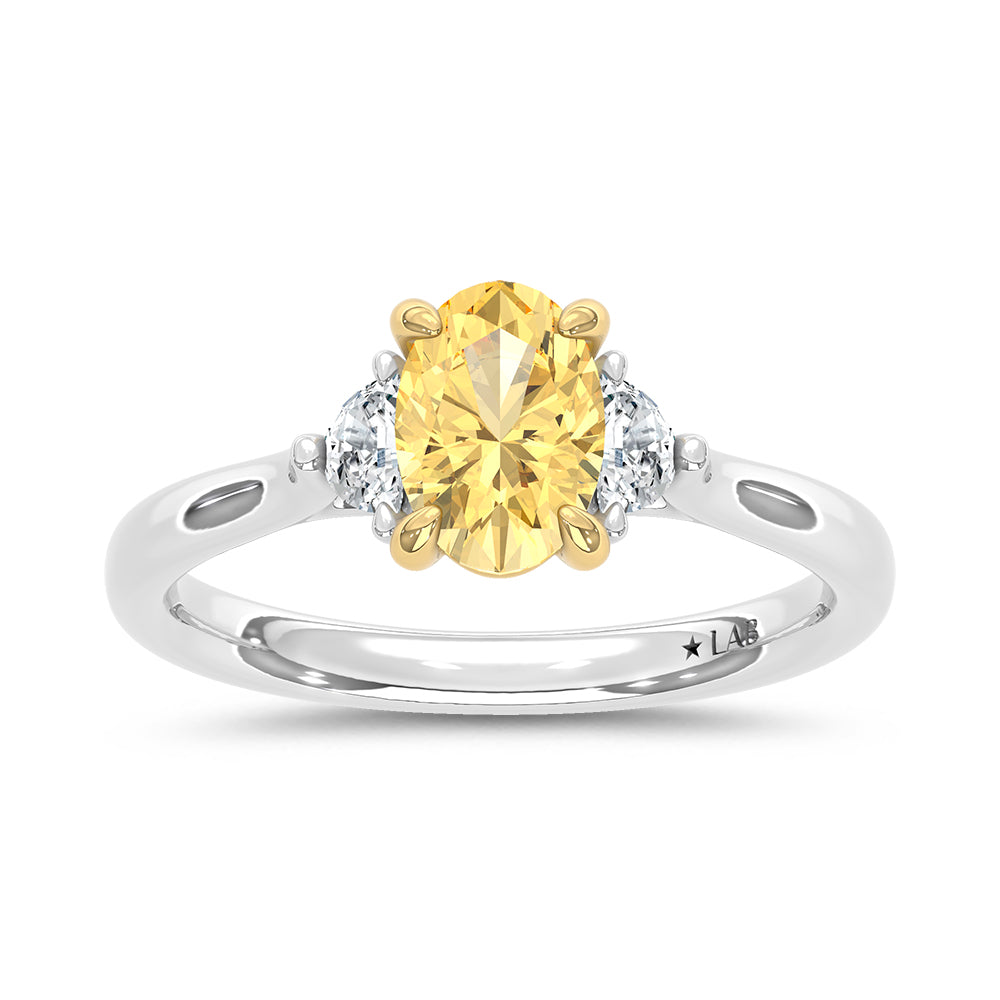 14K Two Tone Gold Lab Grown Diamond 1 1/6 Ct.Tw. Yellow Oval Engagement Ring (Center 1ct)