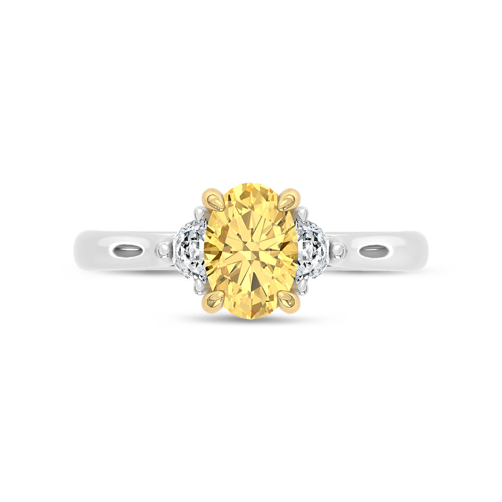 14K Two Tone Gold Lab Grown Diamond 1 1/6 Ct.Tw. Yellow Oval Engagement Ring (Center 1ct)