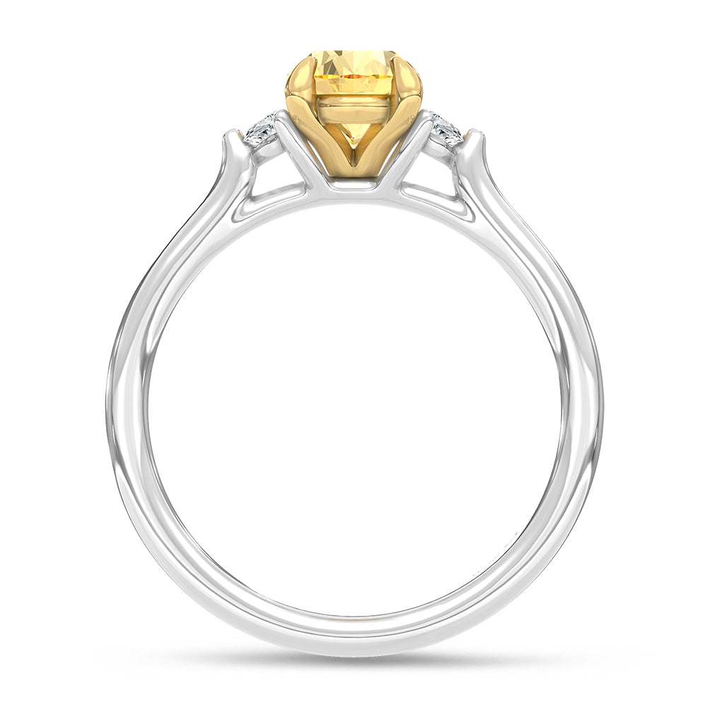 14K Two Tone Gold Lab Grown Diamond 1 1/6 Ct.Tw. Yellow Oval Engagement Ring (Center 1ct)