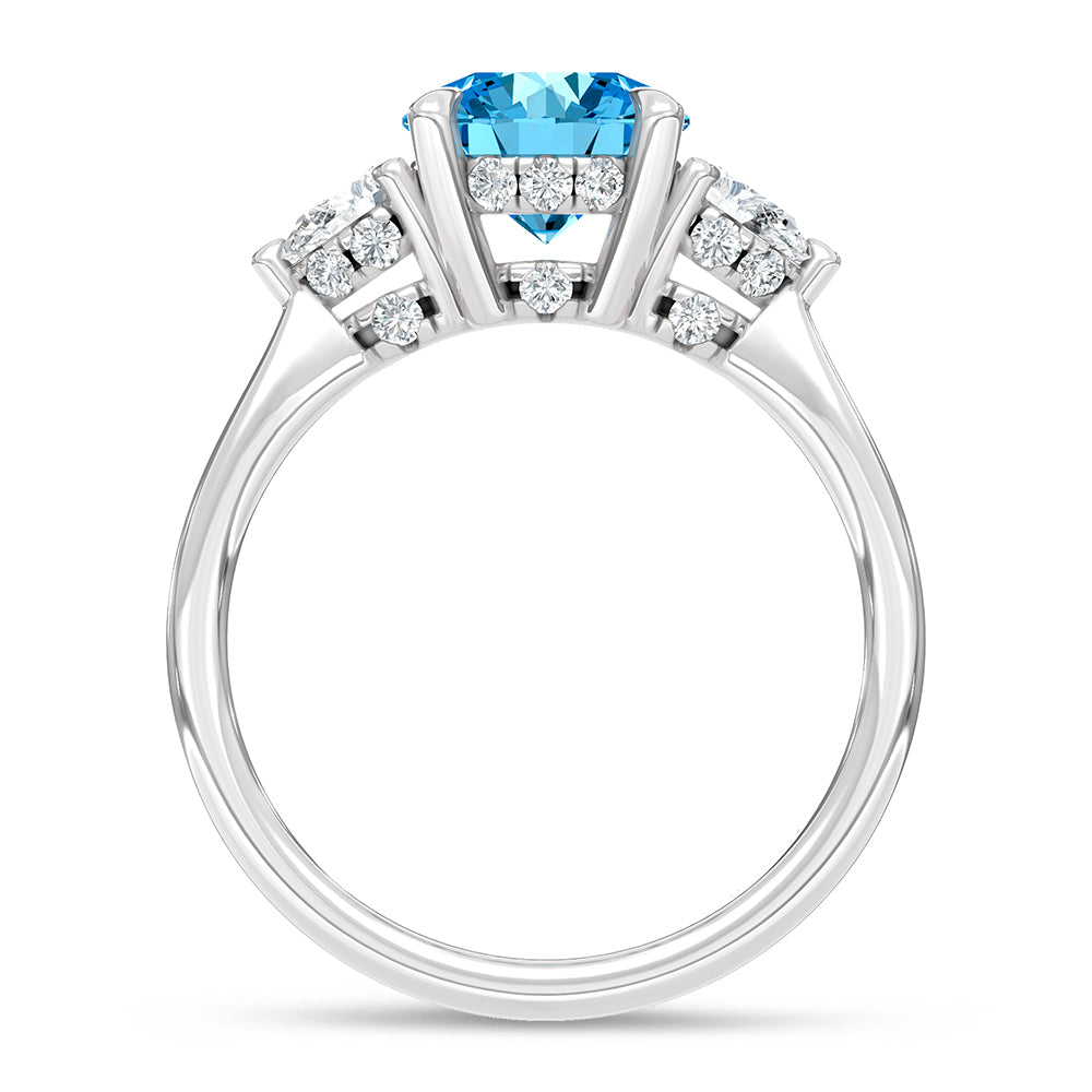 14K Two Tone Gold Lab Grown Blue Diamond 1 7/8 Ct.Tw. Engagement Ring (Center 1 1/2ct)