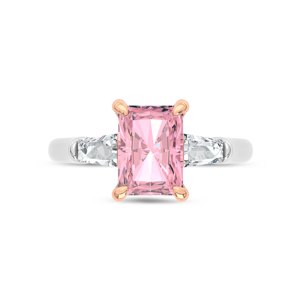 14K White Gold Lab Grown Diamond 2 5/8 Ct.Tw. Pink Radiant Engagement Ring (Center 2ct)