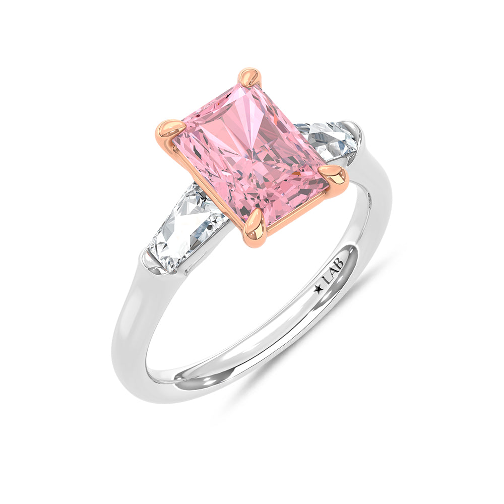 14K White Gold Lab Grown Diamond 2 5/8 Ct.Tw. Pink Radiant Engagement Ring (Center 2ct)