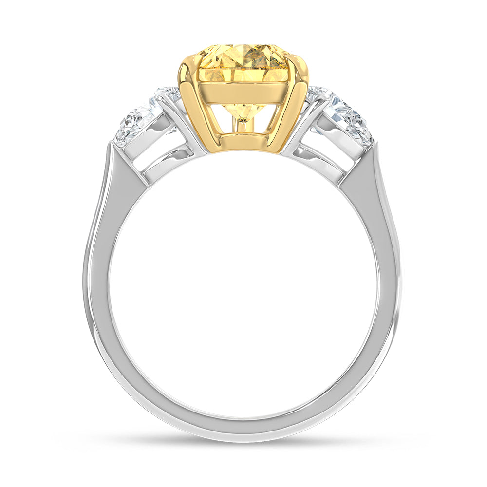 14K Two Tone Gold Lab Grown Diamond 4 3/4 Ct.Tw. Yellow Pear Engagement Ring (Center 4ct)
