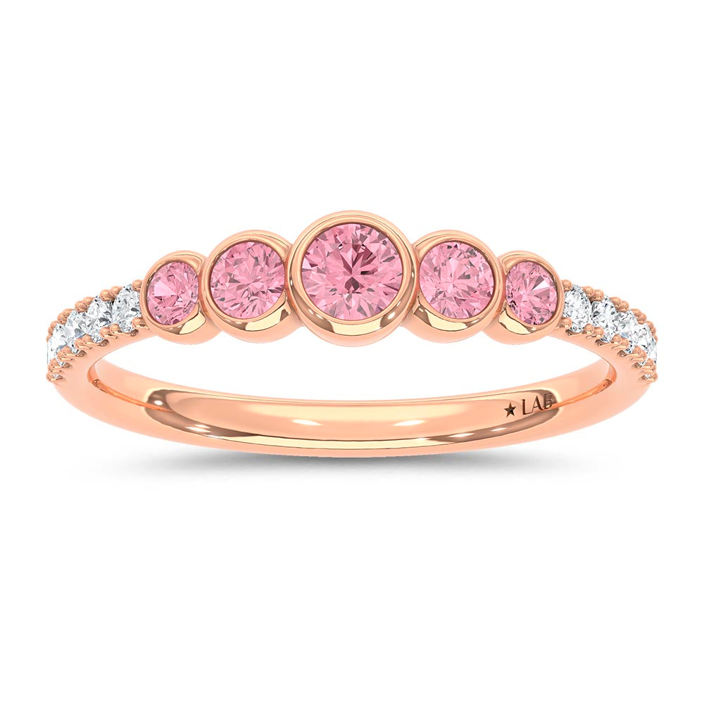14K Rose Gold Lab Grown Pink and White Diamond 1 1/2 Ct.Tw. Band