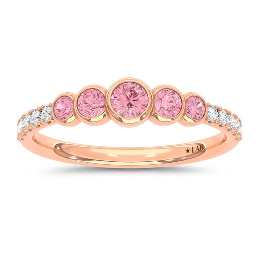14K Rose Gold Lab Grown Pink and White Diamond 1 1/2 Ct.Tw. Band