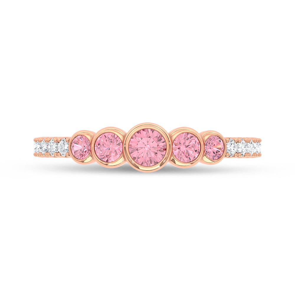 14K Rose Gold Lab Grown Pink and White Diamond 1 1/2 Ct.Tw. Band