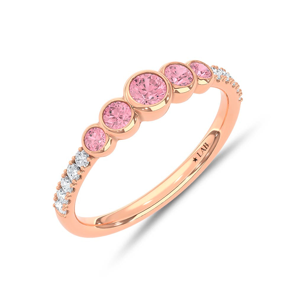 14K Rose Gold Lab Grown Pink and White Diamond 1 1/2 Ct.Tw. Band
