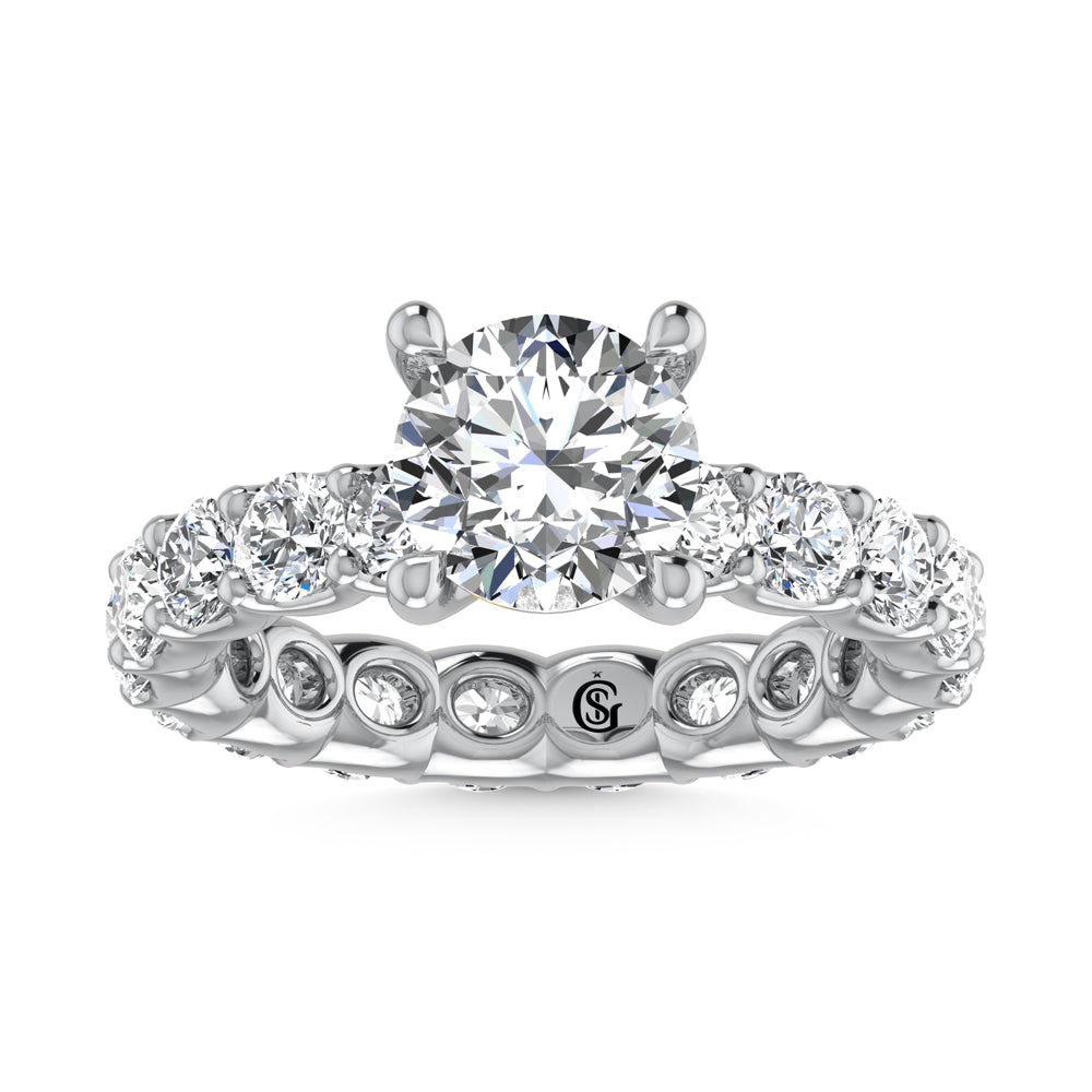 14K White Gold Lab Grown Diamond 4 3/4 Ct.Tw. Round Shape Halfway Engagement Ring ( IGI Certfied Center 2CT)
