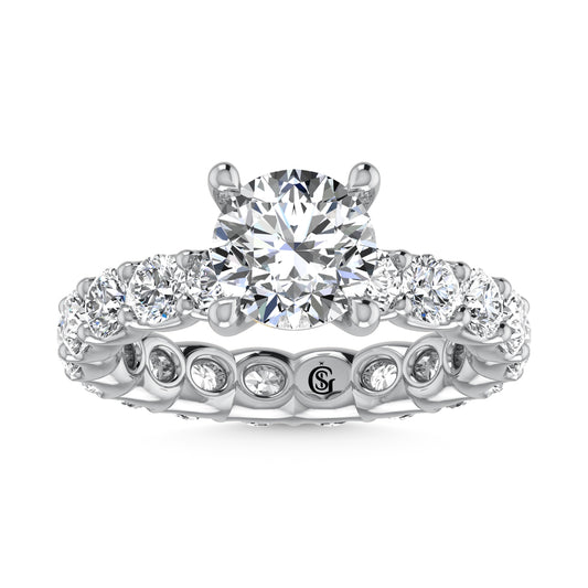 14K White Gold Lab Grown Diamond 4 3/4 Ct.Tw. Round Shape Halfway Engagement Ring ( IGI Certfied Center 2CT)