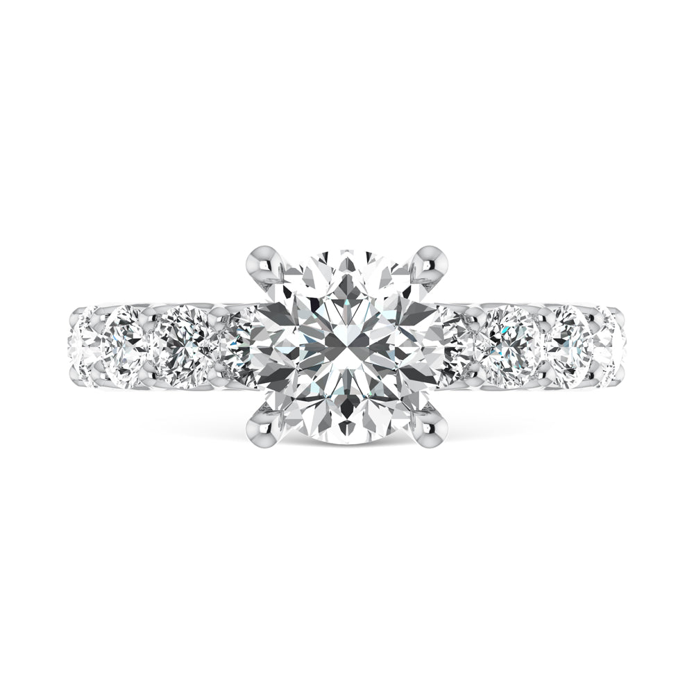14K White Gold Lab Grown Diamond 4 3/4 Ct.Tw. Round Shape Halfway Engagement Ring ( IGI Certfied Center 2CT)