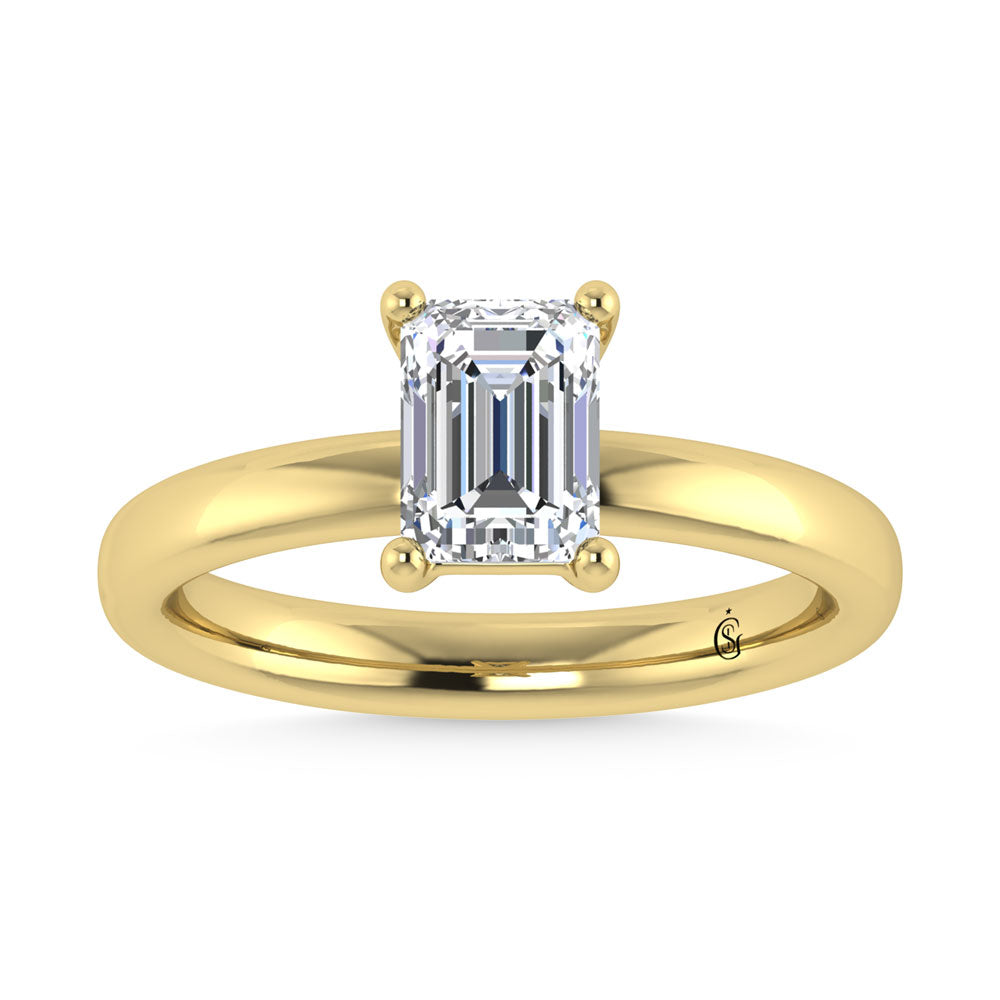 14K Yellow Gold Lab Grown Diamond 2 Ct.Tw. IGI Certified Emerald Shape Solitaire (Available from 1CT to 7CT)