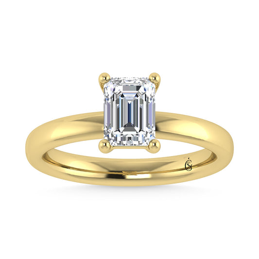 14K Yellow Gold Lab Grown Diamond 2 Ct.Tw. IGI Certified Emerald Shape Solitaire (Available from 1CT to 7CT)