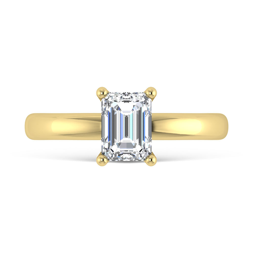 14K Yellow Gold Lab Grown Diamond 2 Ct.Tw. IGI Certified Emerald Shape Solitaire (Available from 1CT to 7CT)