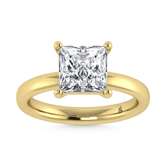 14K Yellow Gold Lab Grown Diamond 2 Ct.Tw. IGI Certified Princess Shape Solitaire (Available from 1CT to 7CT)