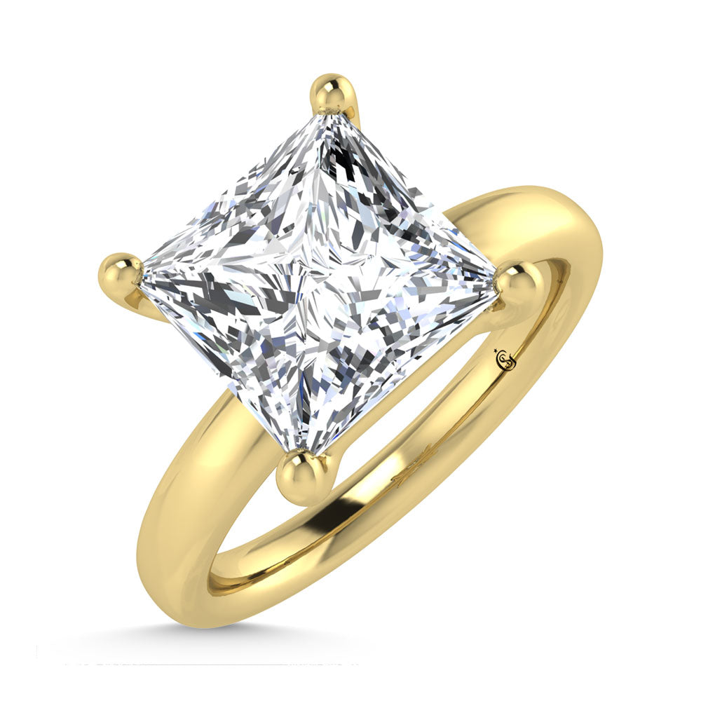 14K Yellow Gold Lab Grown Diamond 3 Ct.Tw. IGI Certified Princess Shape Solitaire (Available from 1CT to 7CT)