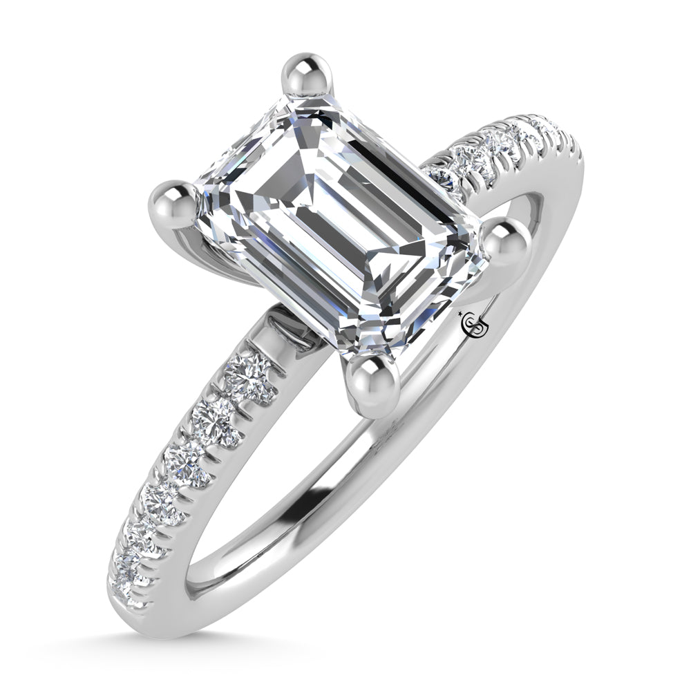 14K White Gold Lab Grown Diamond 1 1/5 Ct.Tw. IGI Certified Emerald Shape Hidden Halo Engagement Ring (IGI Certified Center 1ct)