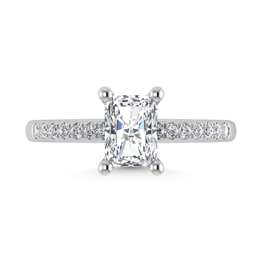 14K White Gold Lab Grown Diamond 1 3/4 Ct.Tw. IGI Certified Radiant Shape Hidden Halo Engagement Ring