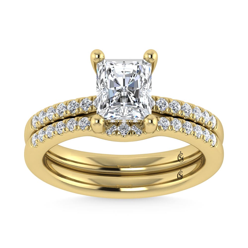 14K Yellow Gold Lab Grown Diamond 1 3/4 Ct.Tw. IGI Certified Radiant Shape Hidden Halo Engagement Ring