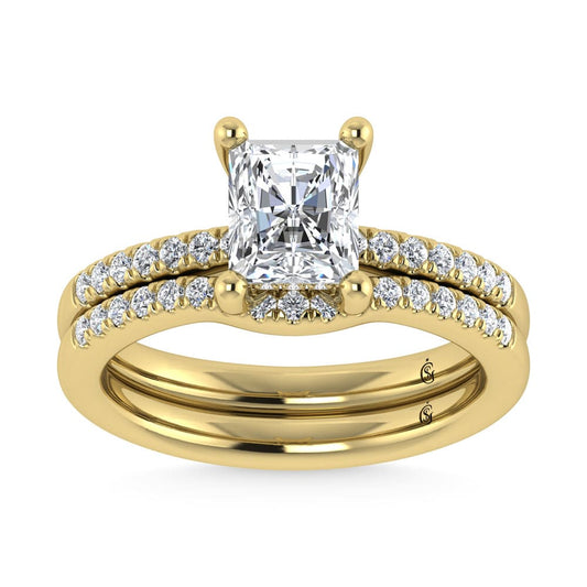 14K Yellow Gold Lab Grown Diamond 1 3/4 Ct.Tw. IGI Certified Radiant Shape Hidden Halo Engagement Ring