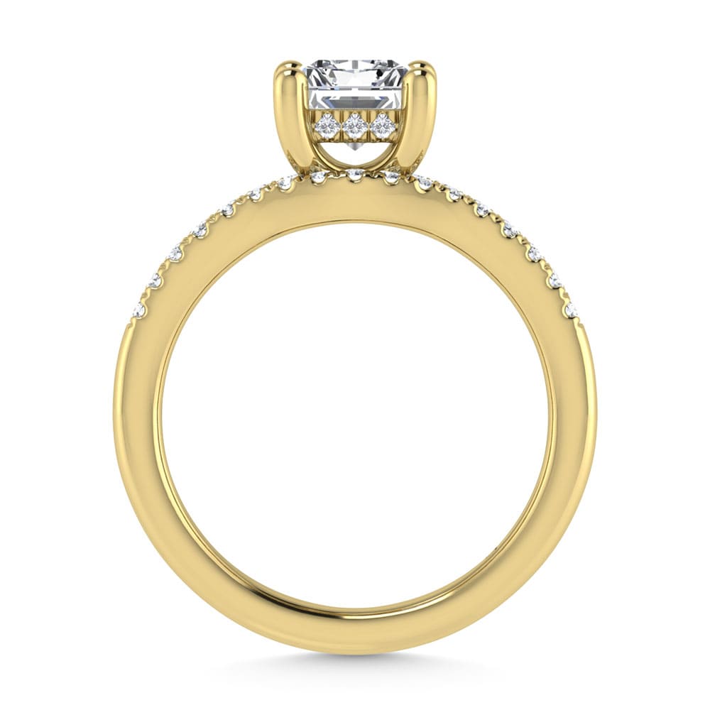 14K Yellow Gold Lab Grown Diamond 1 3/4 Ct.Tw. IGI Certified Radiant Shape Hidden Halo Engagement Ring