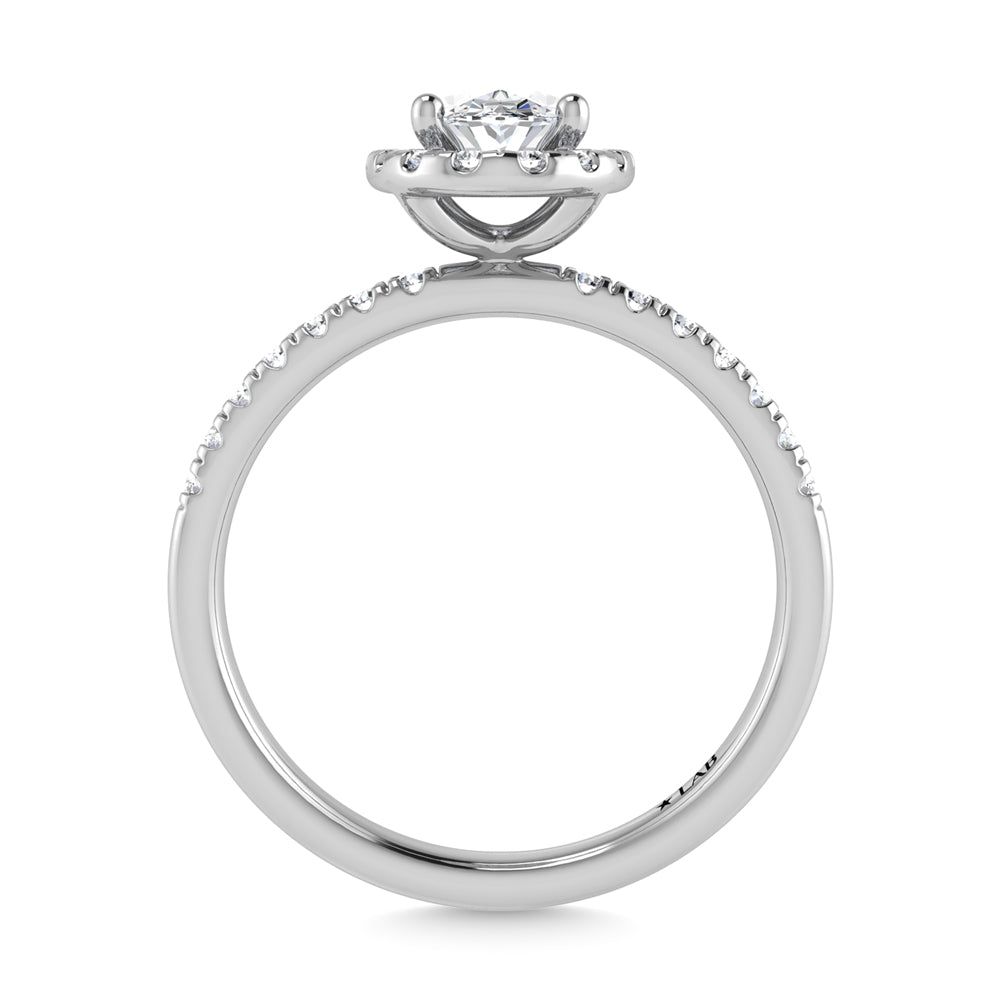 14K White Gold Lab Grown Diamond  1 3/4 Ct.Tw. IGI Certified Oval Shape Halo Engagement Ring (IGI Certified Center 1 1/2ct)