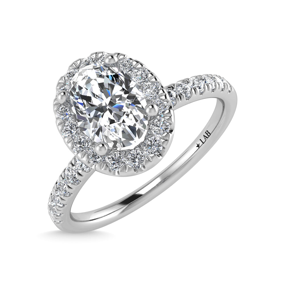 14K White Gold Lab Grown Diamond  2 1/4 Ct.Tw. Oval Shape Halo Engagement Ring  (IGI Certified Center 2ct)