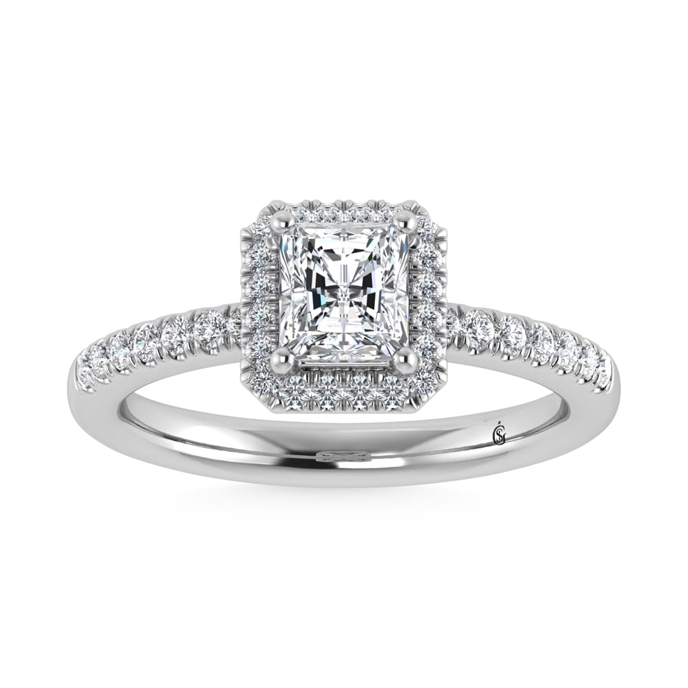 14K White Gold Lab Grown Diamond 1 1/4 Ct.Tw. Radiant Shape Halo Engagement Ring (IGI Certfied Center 1 ct)