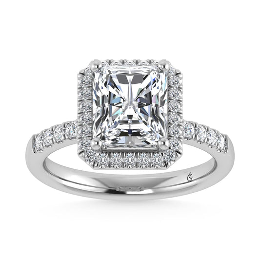14K White Gold Lab Grown Diamond 3 1/3 Ct.Tw. Radiant Shape Halo Engagement Ring (IGI Certfied Center 3 ct)
