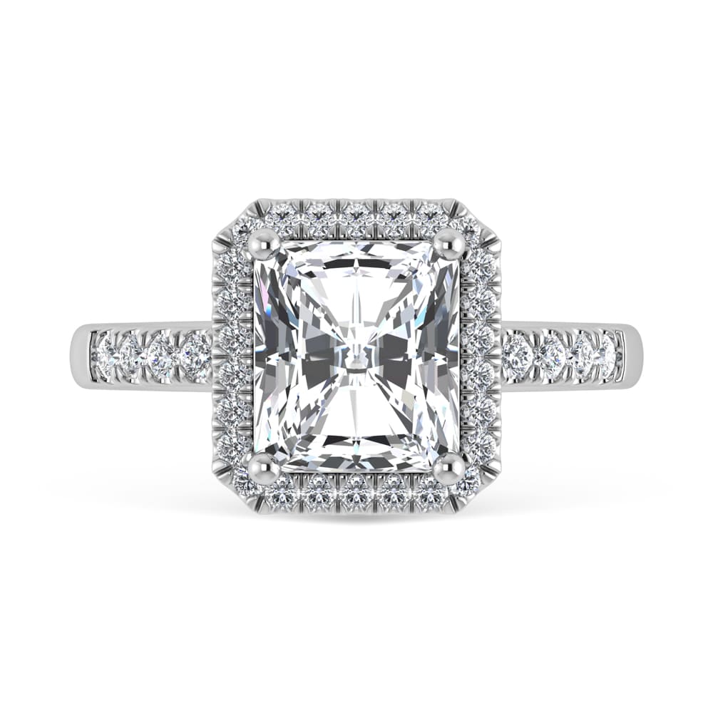 14K White Gold Lab Grown Diamond 3 1/3 Ct.Tw. Radiant Shape Halo Engagement Ring (IGI Certfied Center 3 ct)