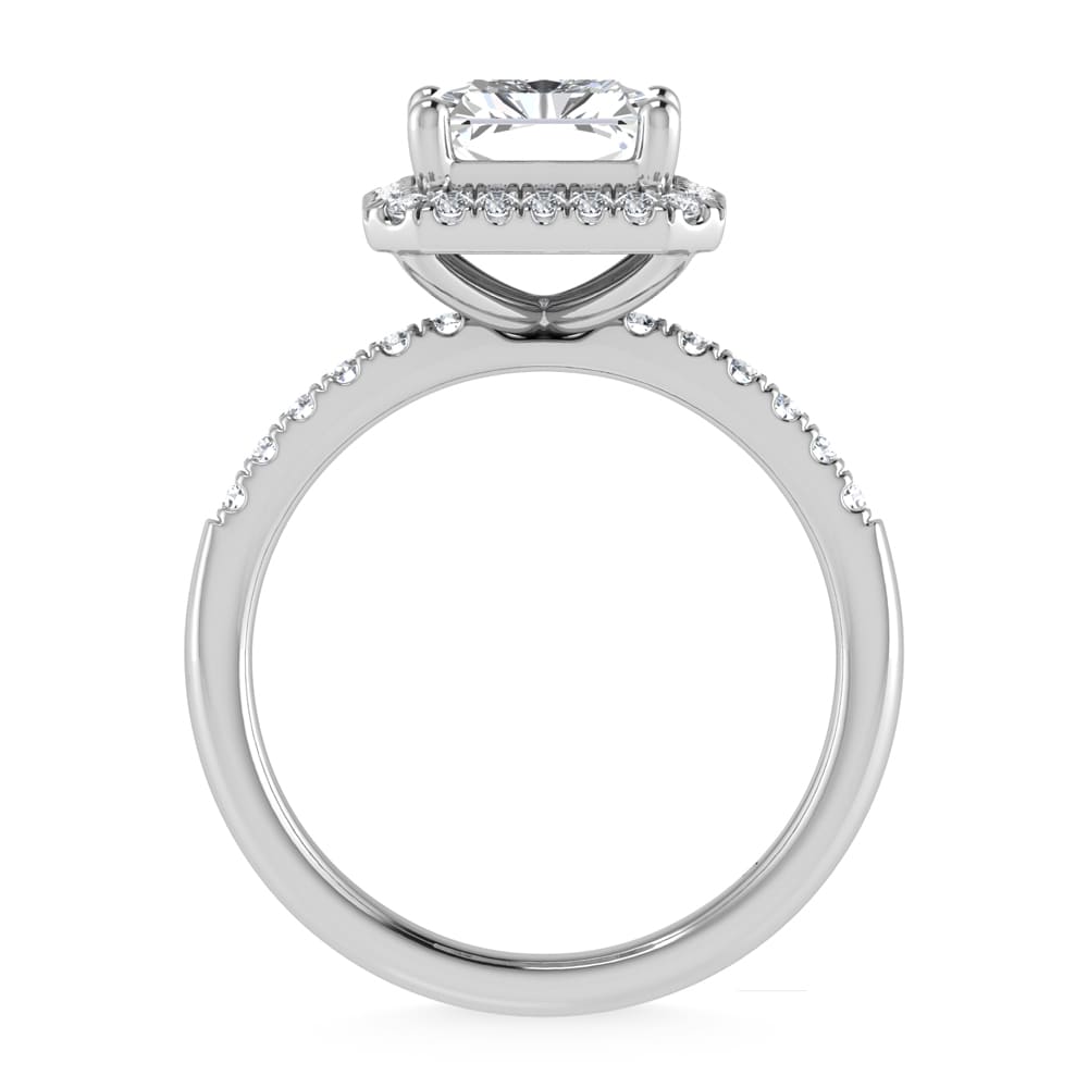 14K White Gold Lab Grown Diamond 3 1/3 Ct.Tw. Radiant Shape Halo Engagement Ring (IGI Certfied Center 3 ct)