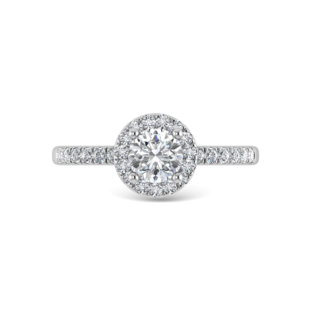 14K White Gold Lab Grown Diamond  1 3/4 Ct.Tw. IGI Certified Round Shape Halo Engagement Ring (IGI Certified Center 1 1/2ct)