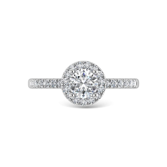 14K White Gold Lab Grown Diamond  1 3/4 Ct.Tw. IGI Certified Round Shape Halo Engagement Ring (IGI Certified Center 1 1/2ct)