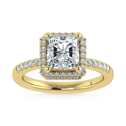 14K Yellow Gold Lab Grown Diamond 2 1/4 Ct.Tw. Radiant Shape Halo Engagement Ring (IGI Certified Center 2ct)