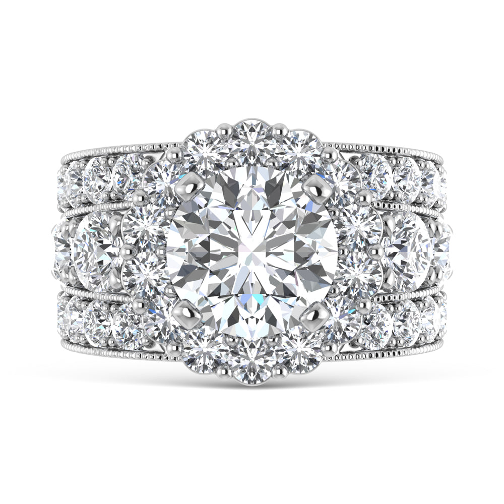 14K  White Gold Lab Grown Diamond 6 Ct.Tw.( 3 ct Center) Engagement Ring