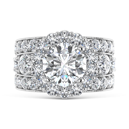 14K  White Gold Lab Grown Diamond 6 Ct.Tw.( 3 ct Center) Engagement Ring