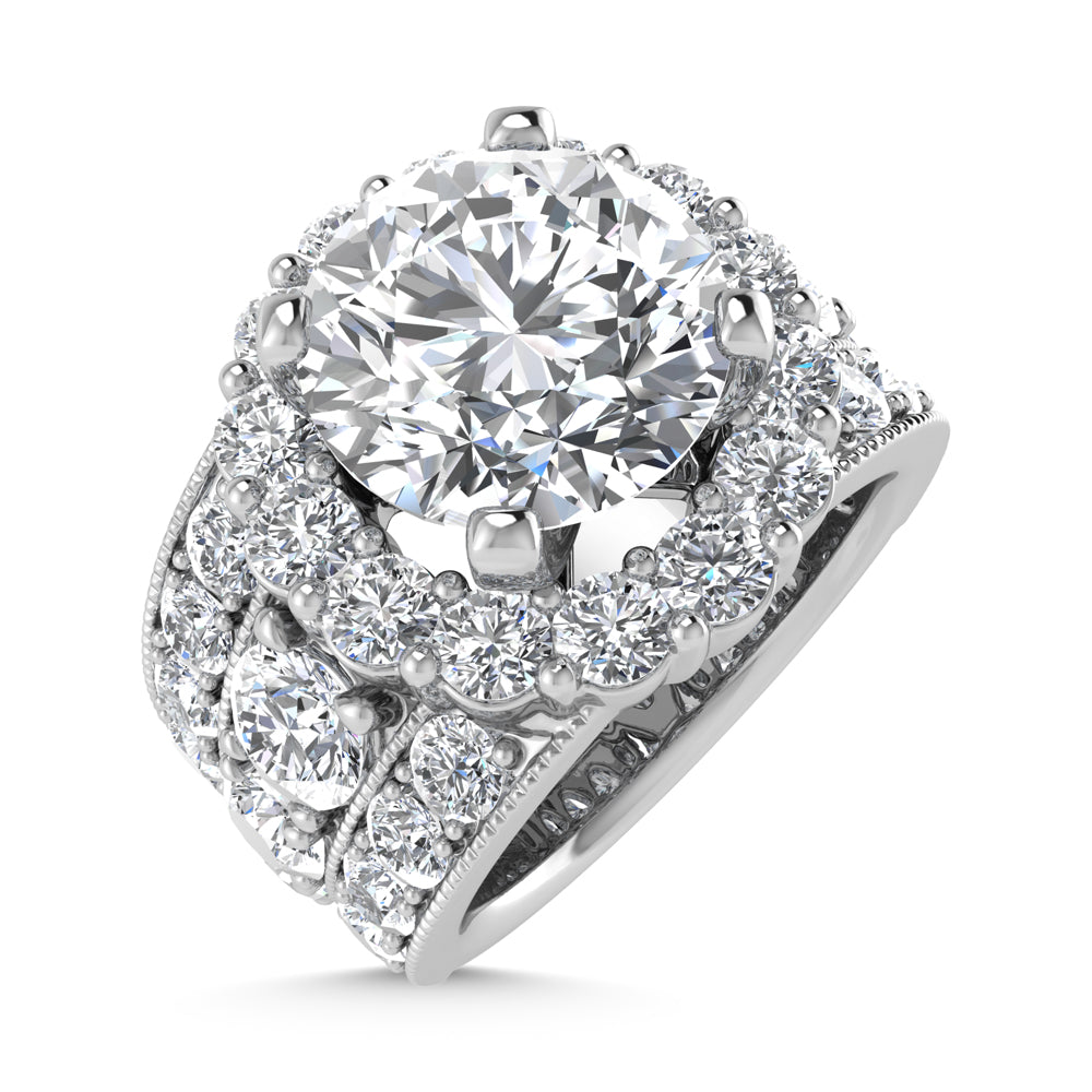 14K  White Gold Lab Grown Diamond 6 Ct.Tw.( 3 ct Center) Engagement Ring